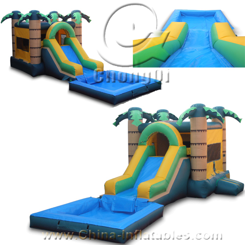 hot inflatable jungle water slide combo